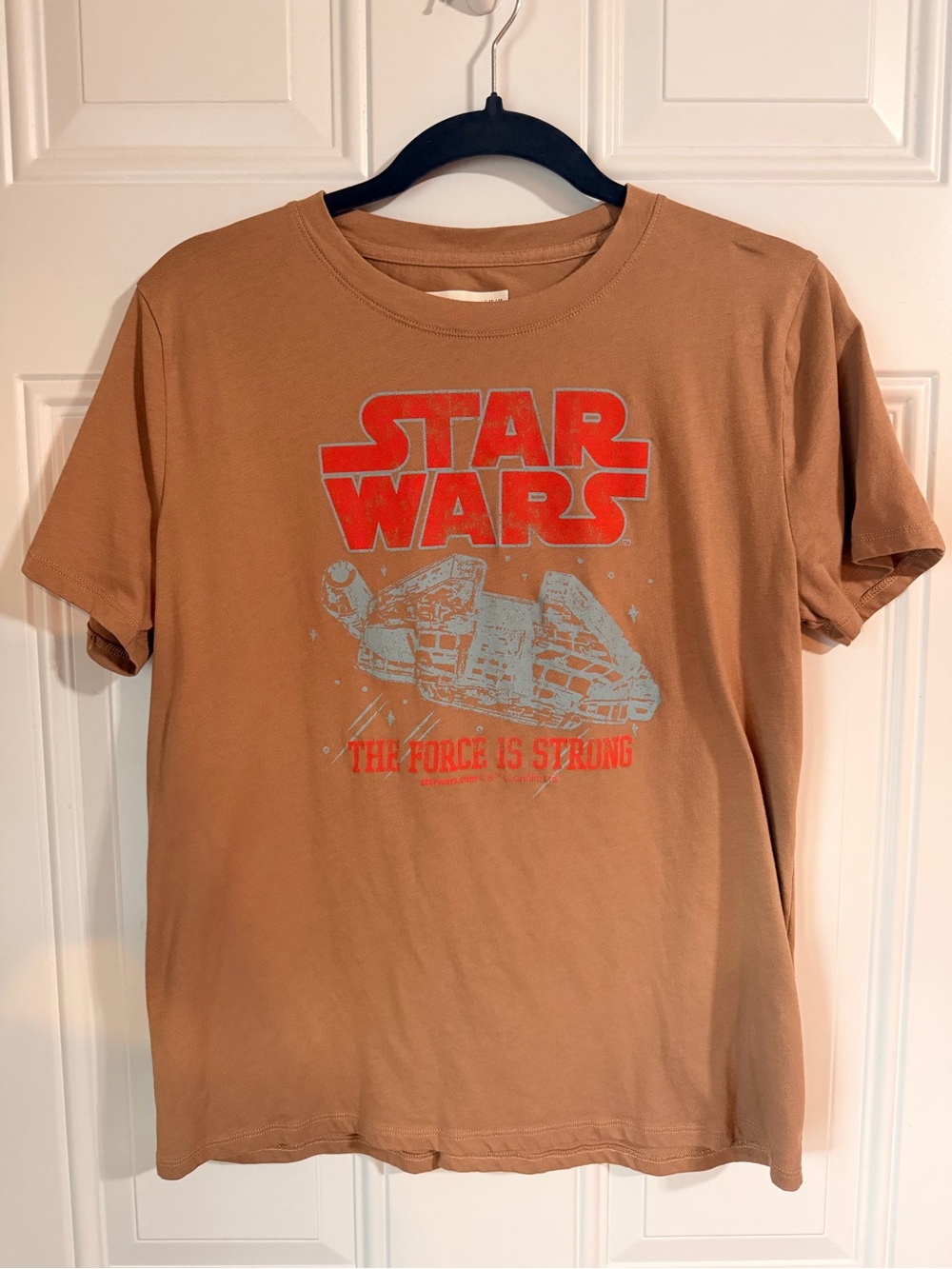 abercrombie kids brown tee with red Star Wars logo
